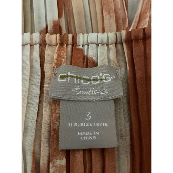 Chicos Travelers Cardigan Womens 3 US 16 18 Orange Tan Pleated Open Front Top - Picture 4 of 8